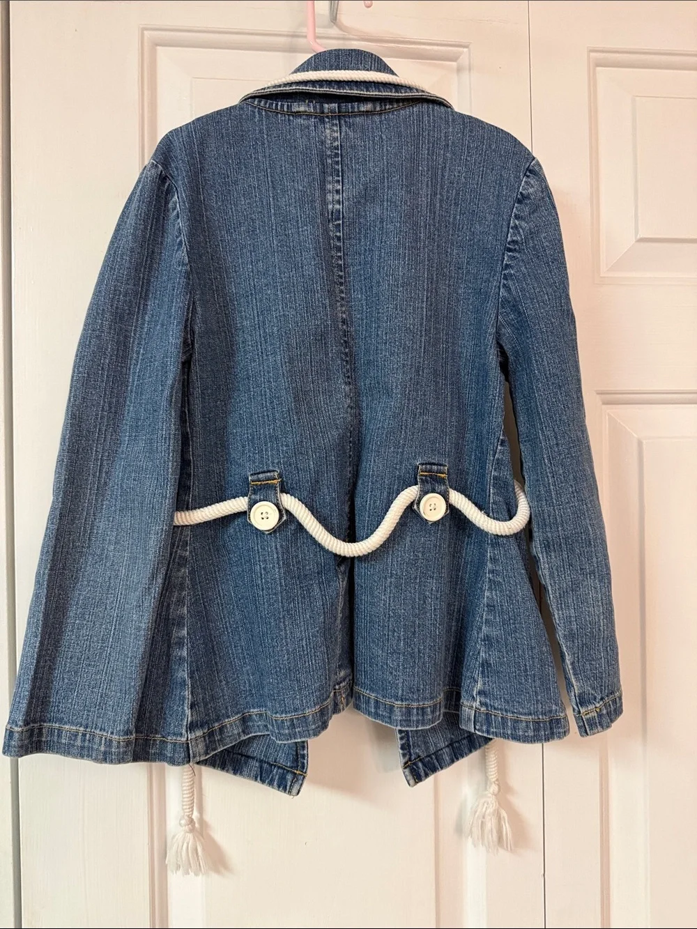 Gymboree Blue Denim Double-Breasted Jacket with Cream Rope Trim